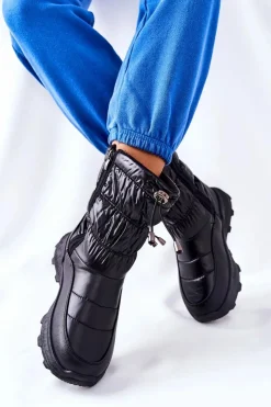 Damskie Ocieplane Śniegowce Na Suwak Czarne Starbone Damskie Śniegowce Damskie