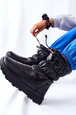 Damskie Ocieplane Śniegowce Na Suwak Czarne Starbone Damskie Śniegowce Damskie