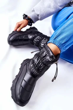 Damskie Ocieplane Śniegowce Na Suwak Czarne Starbone Damskie Śniegowce Damskie