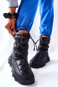 Damskie Ocieplane Śniegowce Na Suwak Czarne Starbone Damskie Śniegowce Damskie