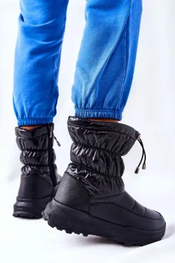 Damskie Ocieplane Śniegowce Na Suwak Czarne Starbone Damskie Śniegowce Damskie