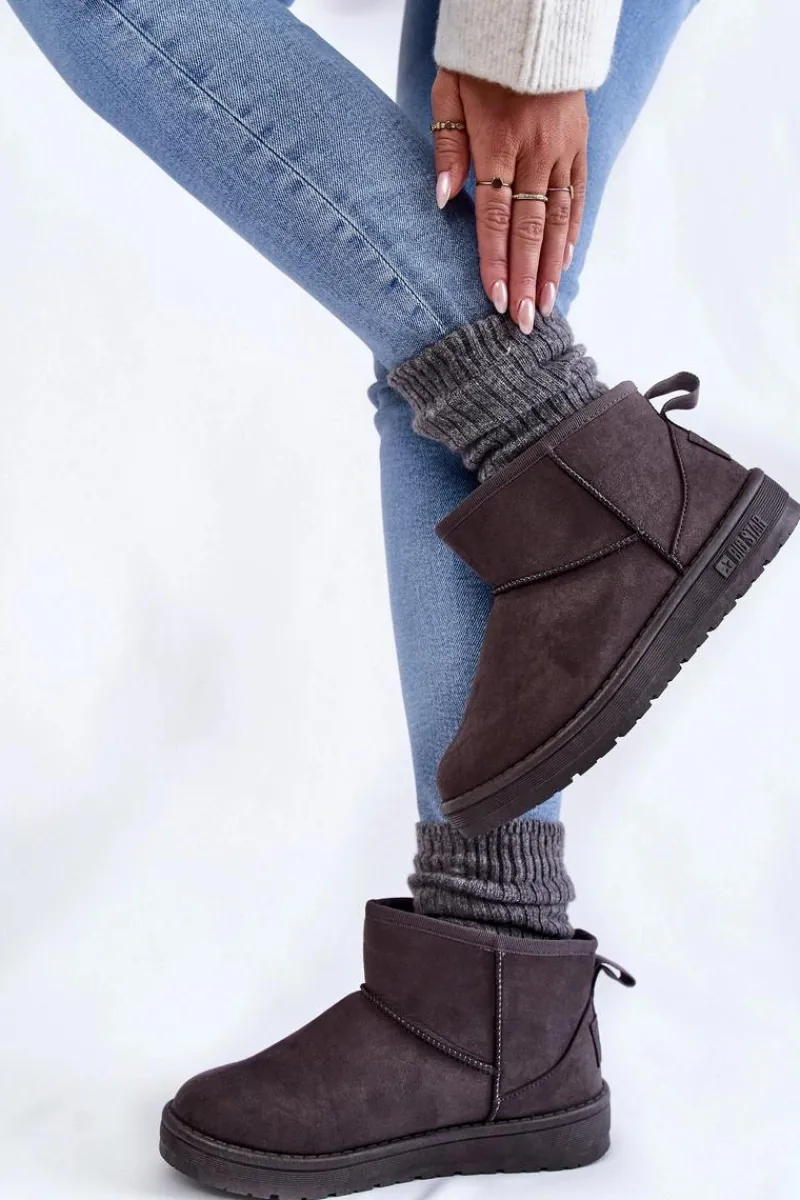 Sale Damskie Ocieplane Śniegowce Big Star KK274291 Szare Damskie Śniegowce Damskie