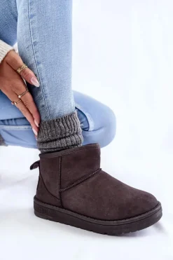 Sale Damskie Ocieplane Śniegowce Big Star KK274291 Szare Damskie Śniegowce Damskie