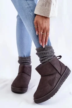 Sale Damskie Ocieplane Śniegowce Big Star KK274291 Szare Damskie Śniegowce Damskie