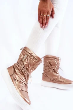 Sale Big Star Shoes Damskie Ocieplane Śniegowce Big Star KK274194 Beżowe Beżowy