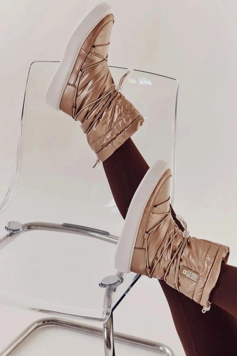 Sale Big Star Shoes Damskie Ocieplane Śniegowce Big Star KK274194 Beżowe Beżowy