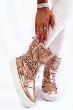 Sale Big Star Shoes Damskie Ocieplane Śniegowce Big Star KK274194 Beżowe Beżowy