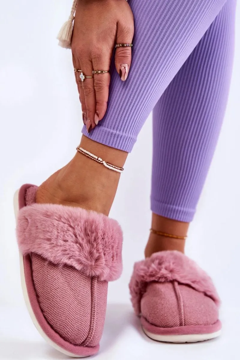 New Boto Damskie Ocieplane Papcie Z Futerkiem Ciemnoróżowe Franco Różowy