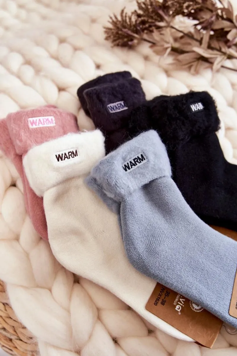 Clearance Aura.via Damskie Ocieplane Skarpetki Różowe Warm