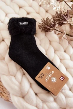 Aura.via Damskie Ocieplane Skarpetki Czarne Warm