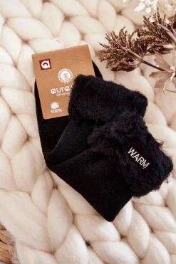 Aura.via Damskie Ocieplane Skarpetki Czarne Warm