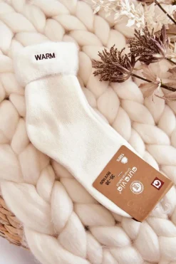 Best Aura.via Damskie Ocieplane Skarpetki Białe Warm