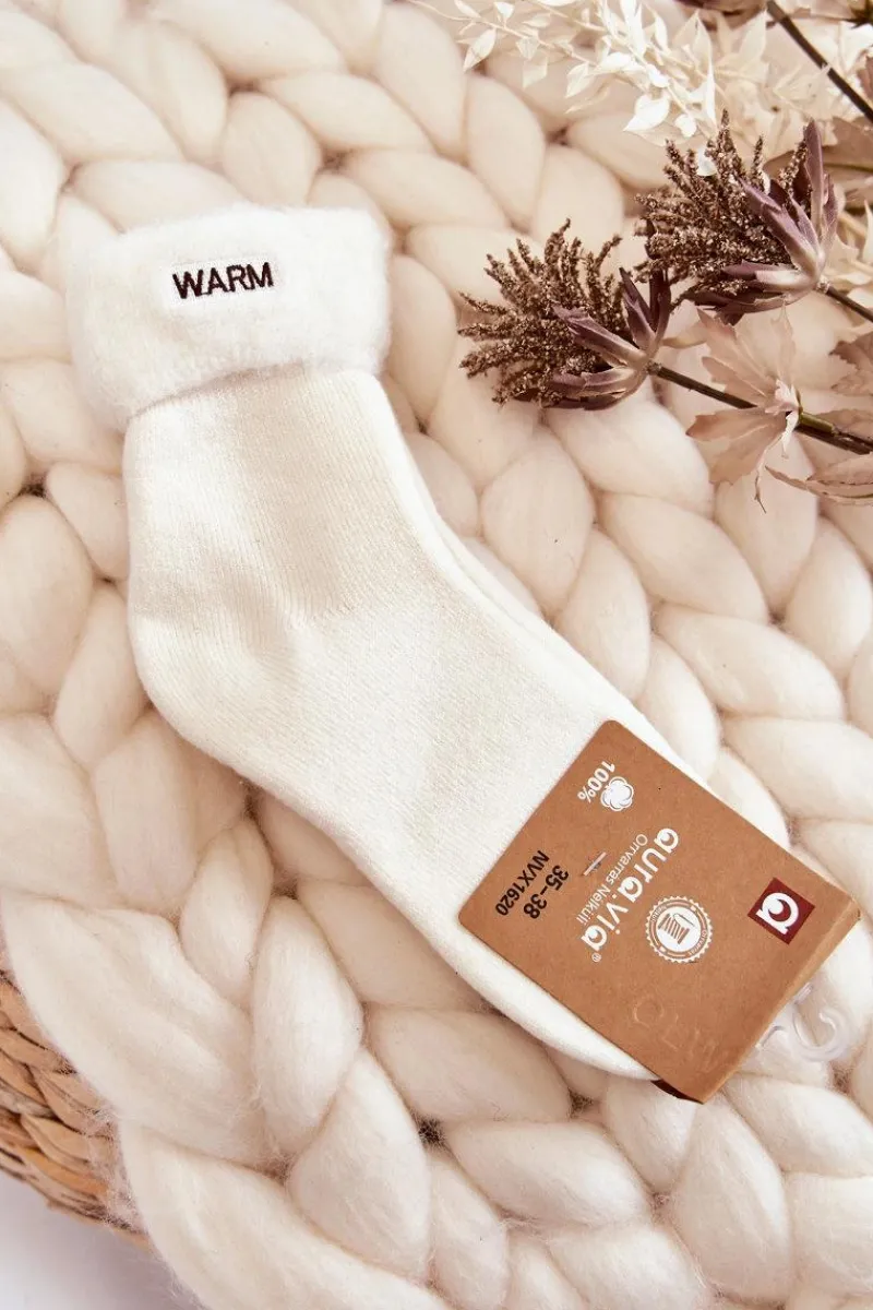 Best Aura.via Damskie Ocieplane Skarpetki Białe Warm