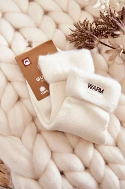 Best Aura.via Damskie Ocieplane Skarpetki Białe Warm