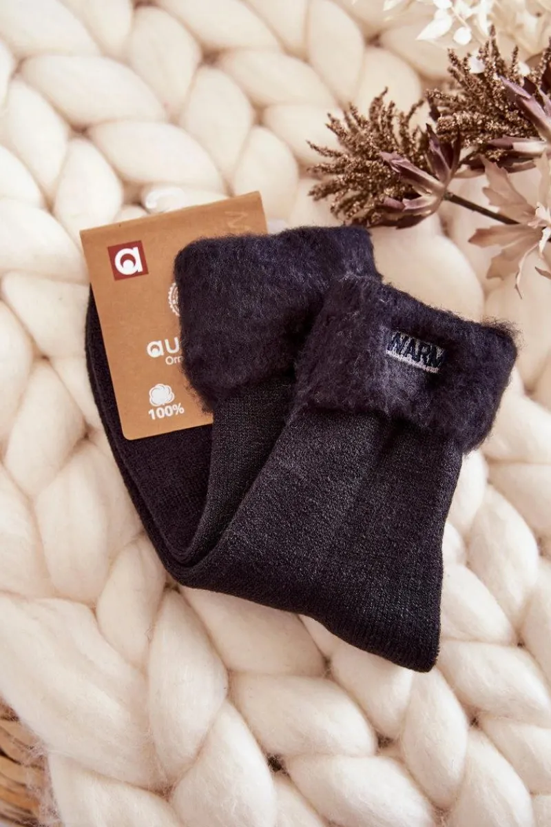 Sale Aura.via Damskie Ocieplane Skarpetki Grafitowe Warm