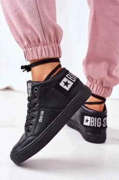 Hot Big Star Shoes Damskie Ocieplane Sportowe Buty Big Star EE274351 Czarne