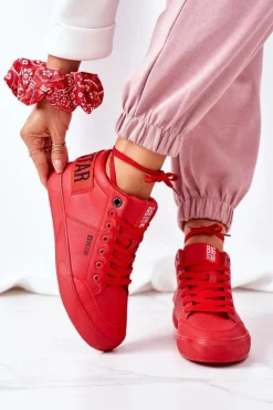 Clearance Damskie Ocieplane Sportowe Buty Big Star EE274354 Czerwone Damskie Trampki Ocieplane|Trampki Damskie Big Star
