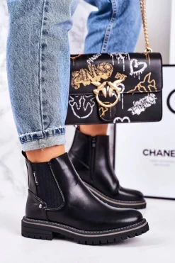 Best Boto Damskie Ocieplane Sztyblety Botki Czarne Traveler