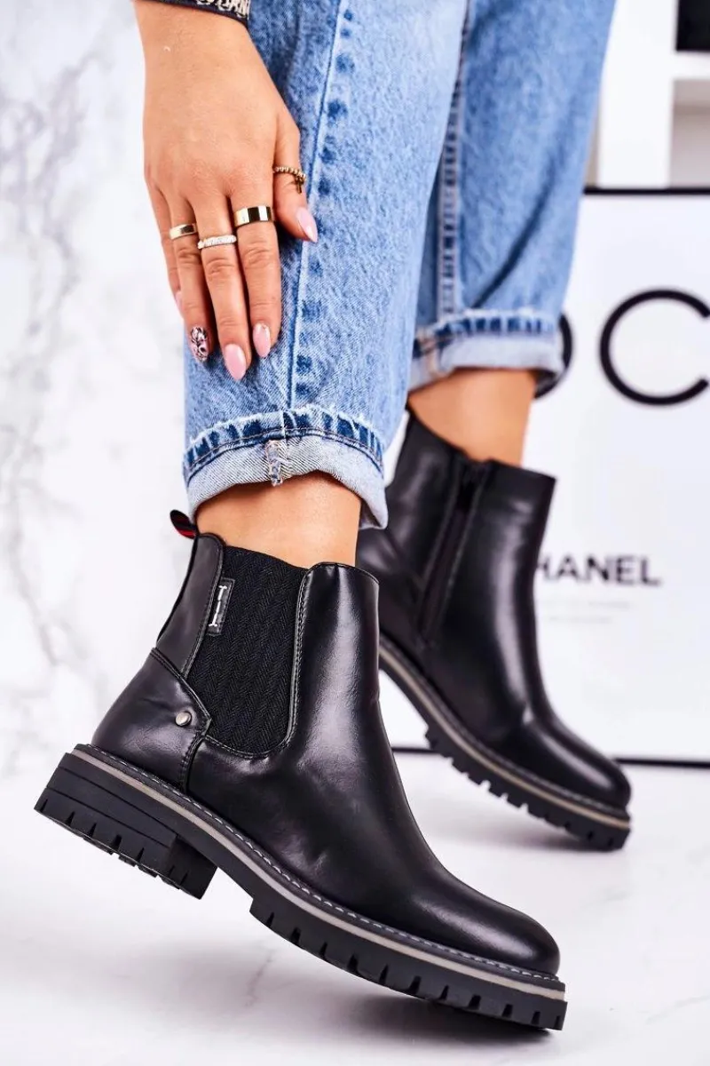 Best Boto Damskie Ocieplane Sztyblety Botki Czarne Traveler