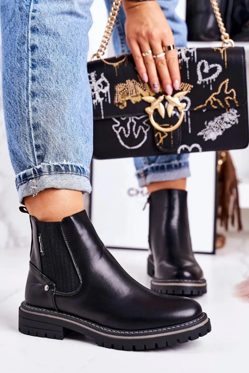 Best Boto Damskie Ocieplane Sztyblety Botki Czarne Traveler