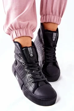 Trampki Ocieplane|Trampki Damskie Big Star>Big Star Shoes Damskie Ocieplane Trampki BIG STAR II274155 Czarne