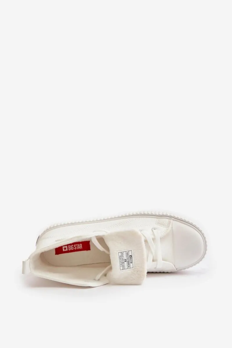 Trampki Damskie Big Star|Trampki Damskie Wysokie>Big Star Shoes Damskie Ocieplane Trampki Z Eko Skóry Big Star OO274788 Białe Biały
