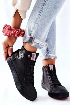 Best Damskie Ocieplane Trampki Wysokie Czarne II2R4009C Damskie Trampki Damskie Cross Jeans|Trampki Ocieplane