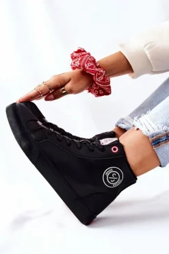 Best Damskie Ocieplane Trampki Wysokie Czarne II2R4009C Damskie Trampki Damskie Cross Jeans|Trampki Ocieplane