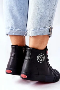 Best Damskie Ocieplane Trampki Wysokie Czarne II2R4009C Damskie Trampki Damskie Cross Jeans|Trampki Ocieplane