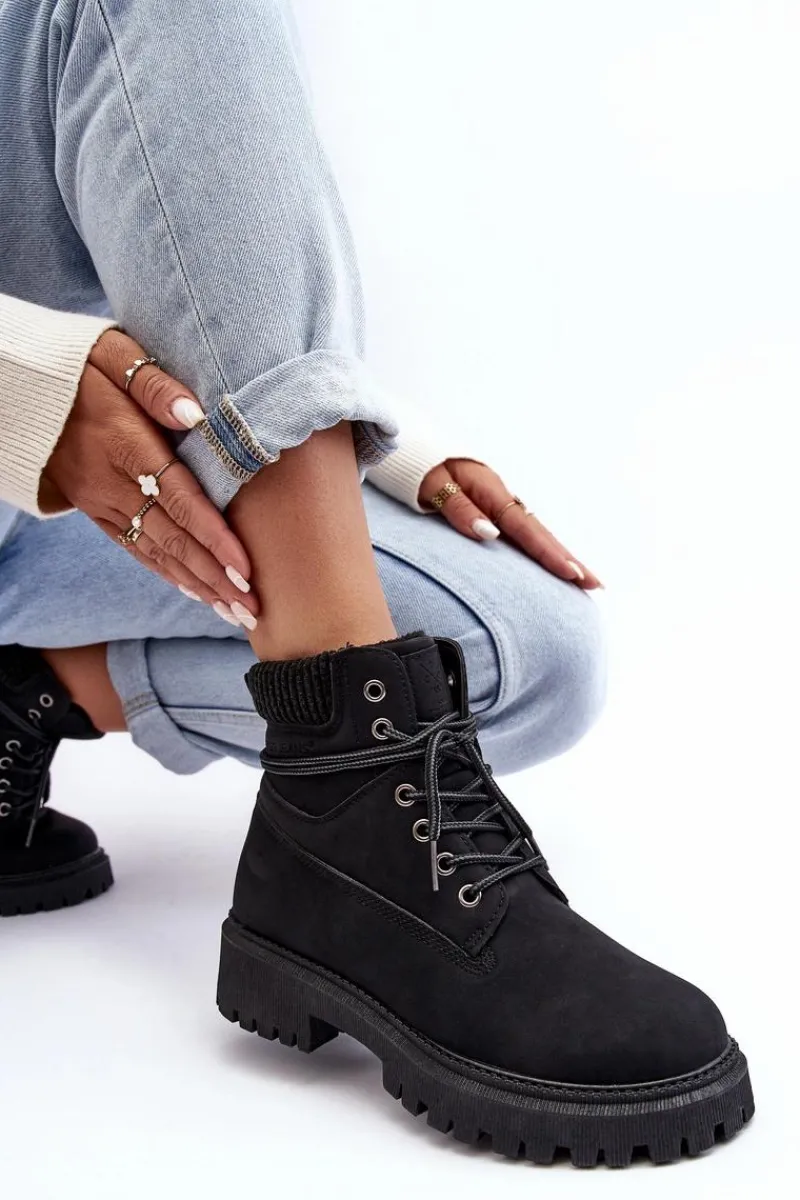 Hot Cross Jeans Damskie Ocieplane Trapery Czarne MM2R4012C Czarny