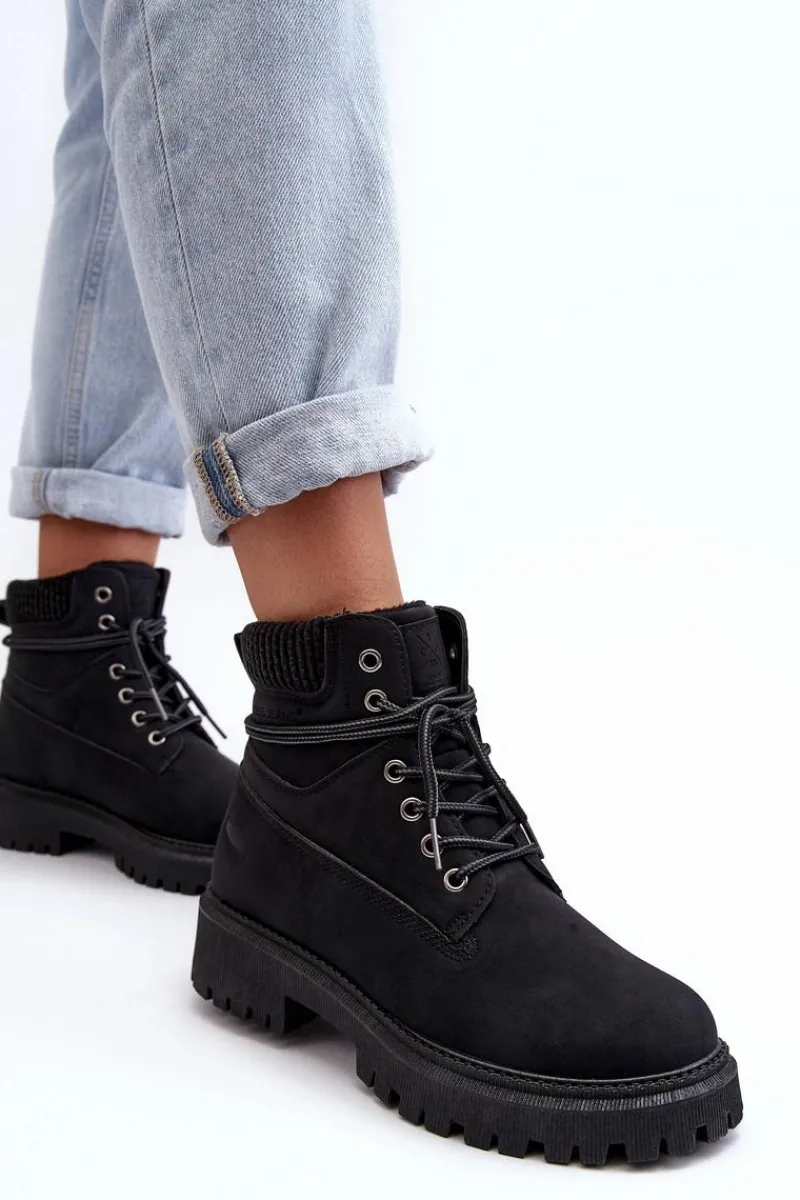 Hot Cross Jeans Damskie Ocieplane Trapery Czarne MM2R4012C Czarny