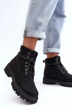 Hot Cross Jeans Damskie Ocieplane Trapery Czarne MM2R4012C Czarny