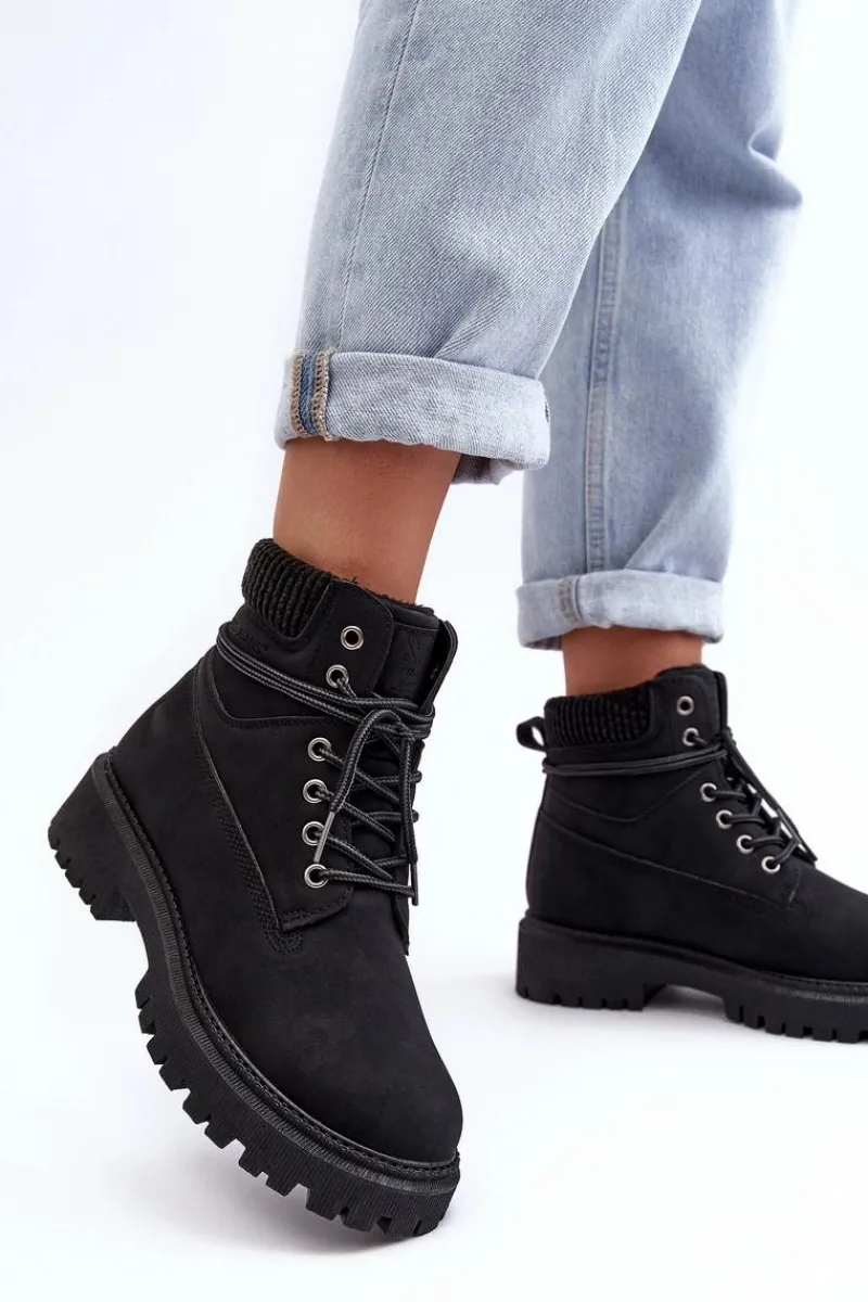 Hot Cross Jeans Damskie Ocieplane Trapery Czarne MM2R4012C Czarny