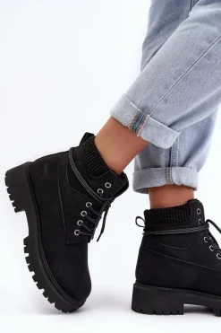 Hot Cross Jeans Damskie Ocieplane Trapery Czarne MM2R4012C Czarny