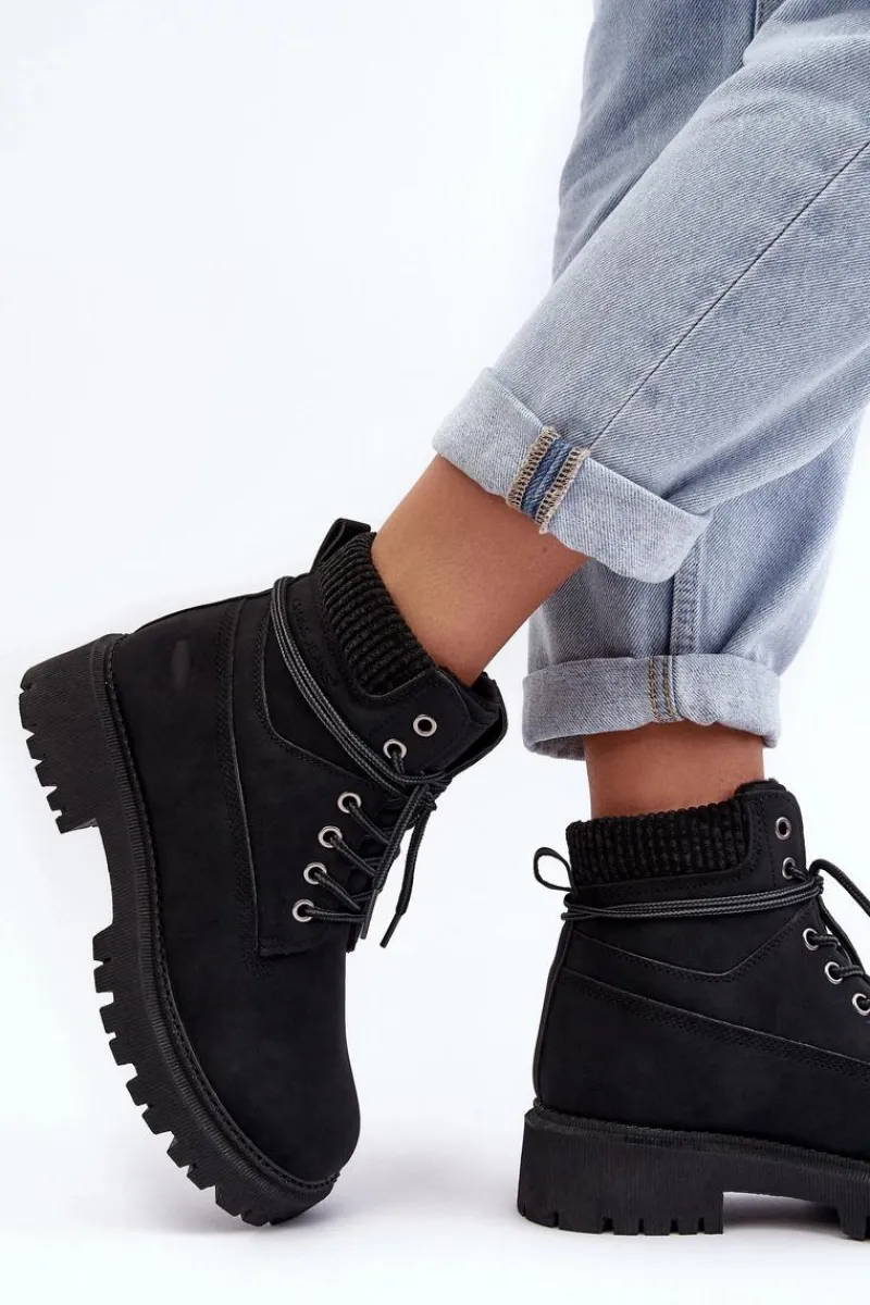 Hot Cross Jeans Damskie Ocieplane Trapery Czarne MM2R4012C Czarny