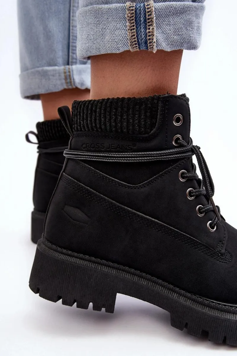 Hot Cross Jeans Damskie Ocieplane Trapery Czarne MM2R4012C Czarny