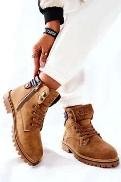 Discount Boto Damskie Ocieplane Trapery Na Suwak Camel Lenox