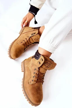 Discount Boto Damskie Ocieplane Trapery Na Suwak Camel Lenox