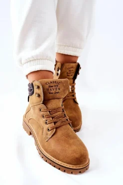 Discount Boto Damskie Ocieplane Trapery Na Suwak Camel Lenox