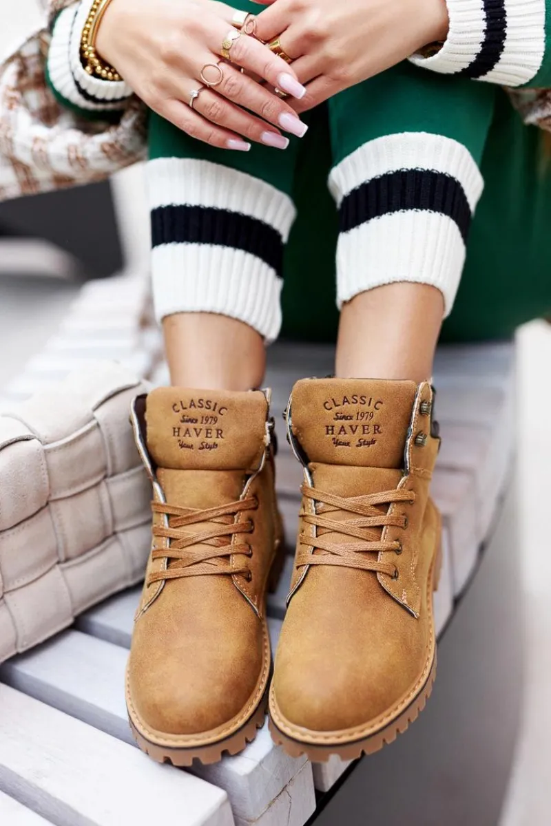 Discount Boto Damskie Ocieplane Trapery Na Suwak Camel Lenox