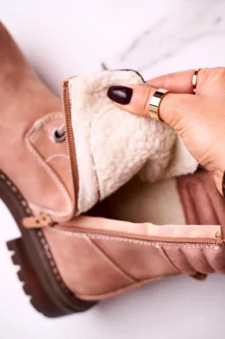 Online Damskie Ocieplane Workery Trapery Różowe Timber Damskie Botki Sznurowane|Czarne Botki