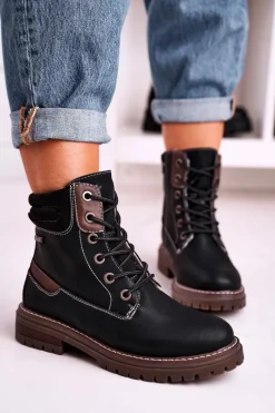 Discount Boto Damskie Ocieplane Workery Trapery Czarne Timber