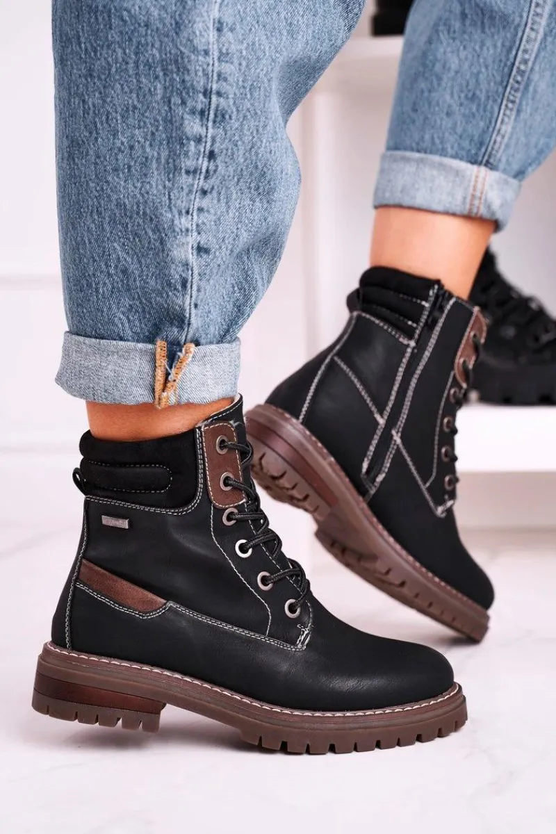 Discount Boto Damskie Ocieplane Workery Trapery Czarne Timber