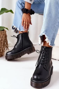 Hot Big Star Shoes Damskie Ocieplane Workery Big Star II274110 Czarne