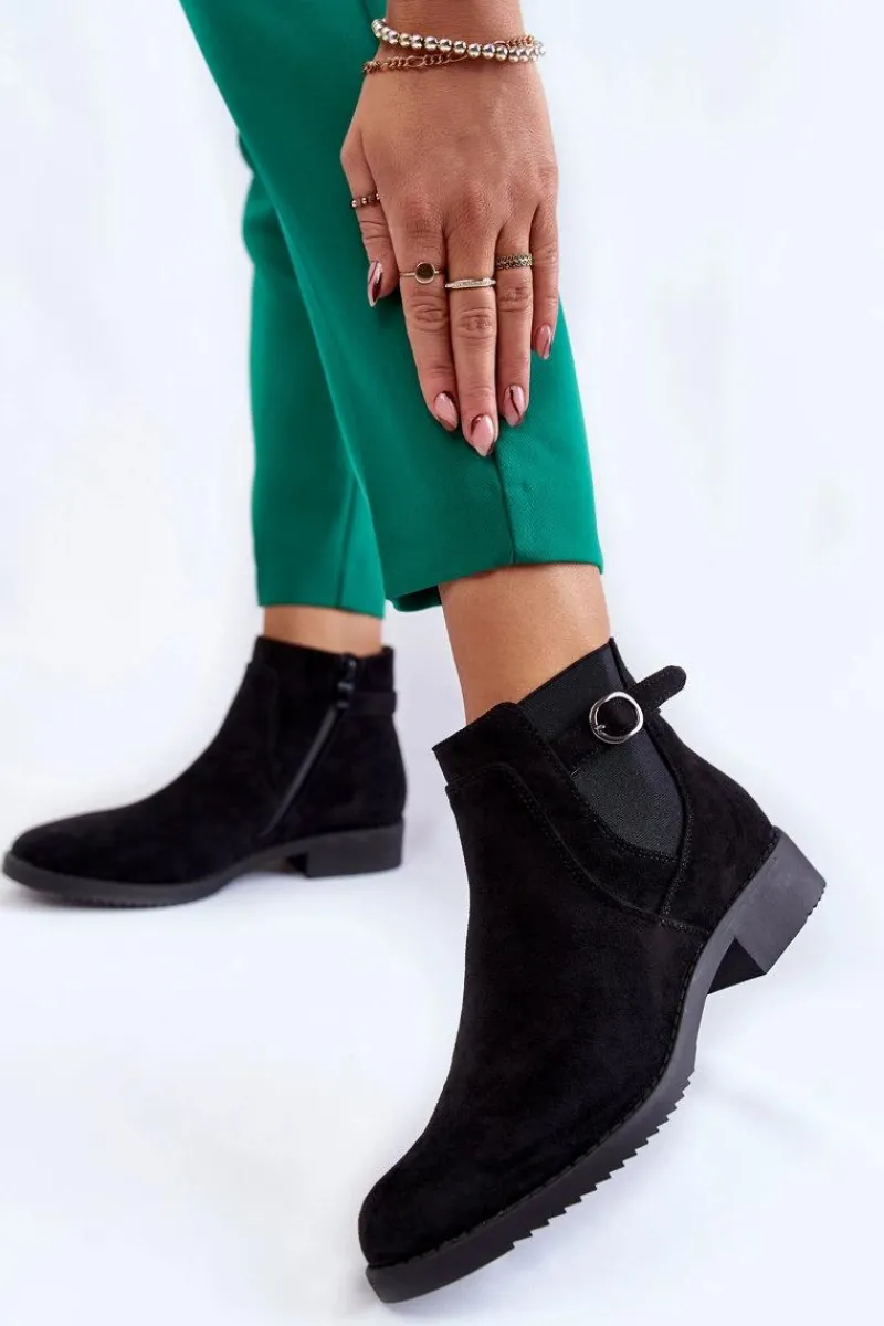 Sale Damskie Ocieplane Zamszowe Botki Sztyblety Czarne Janette Damskie Czarne Botki|Botki Zimowe Damskie