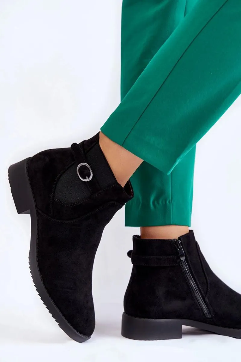 Sale Damskie Ocieplane Zamszowe Botki Sztyblety Czarne Janette Damskie Czarne Botki|Botki Zimowe Damskie