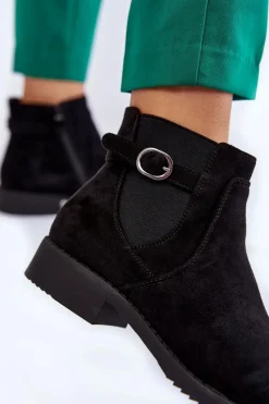 Sale Damskie Ocieplane Zamszowe Botki Sztyblety Czarne Janette Damskie Czarne Botki|Botki Zimowe Damskie