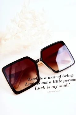 Best Boto Damskie Okulary Kwadratowe V130032 Czarno-Beżowe