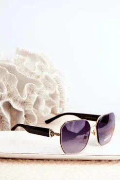 Okulary>PRIUS Damskie Okulary Przeciwsłoneczne UV400 Czarno-Złote