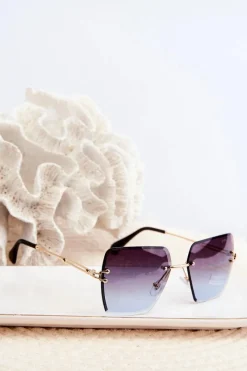 Hot Damskie Okulary Przeciwsłoneczne Z Cieniowanymi Szkiełkami UV400 Złoto-Niebieskie Okulary